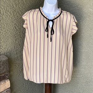 No.190 Timing Cream Blouse with Elegant Stripes size 3X